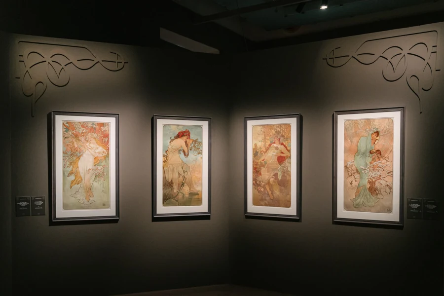 The Seasons lithographs on display